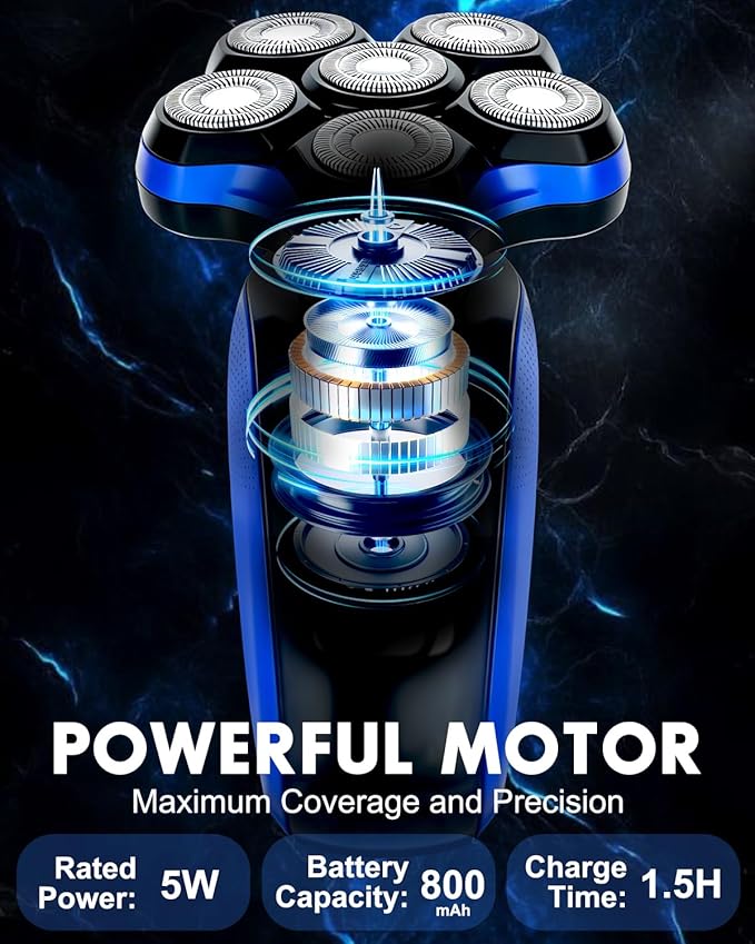 Head Shavers for Bald Men - Magnetic 7D Detachable Head Shaver, 100% Waterproof Wet Dry, Rechargeable Cordless Electric Razor, Rotary Shavers with LED Display, Fast Charging