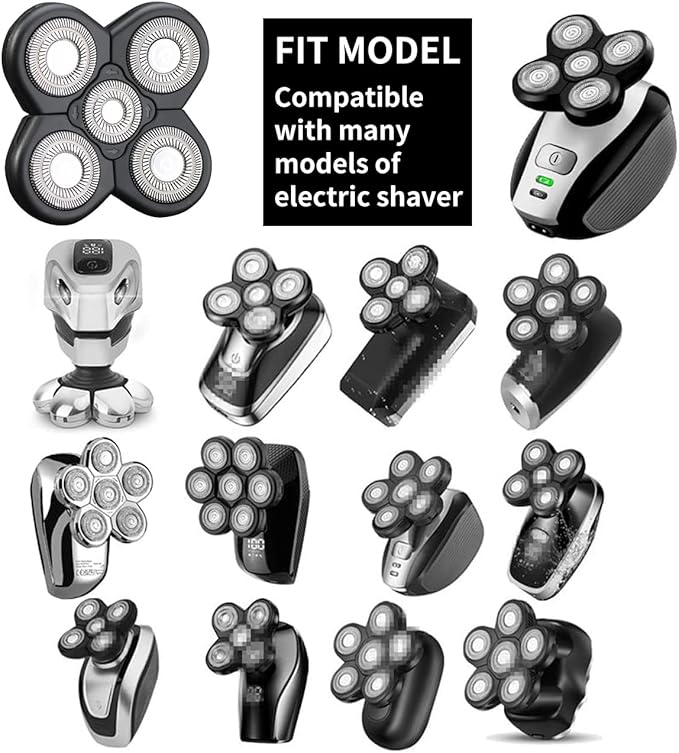 5 Blades Electric Shaver Replacement Heads Universal Blade for Razor (5D Black)
