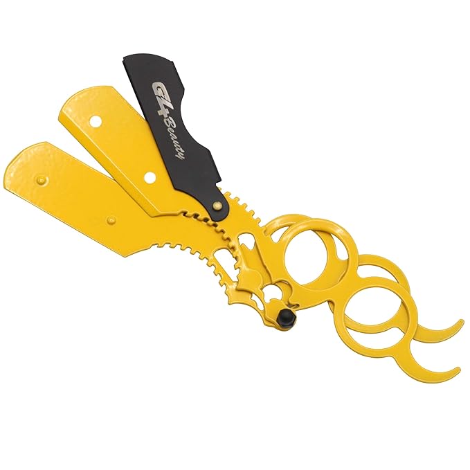 G4 Vision Universal Replaceable Half Blade Straight Razor with 100 blades, Professional Double Ring Barber Single Edge Shave Razor (Yellow)