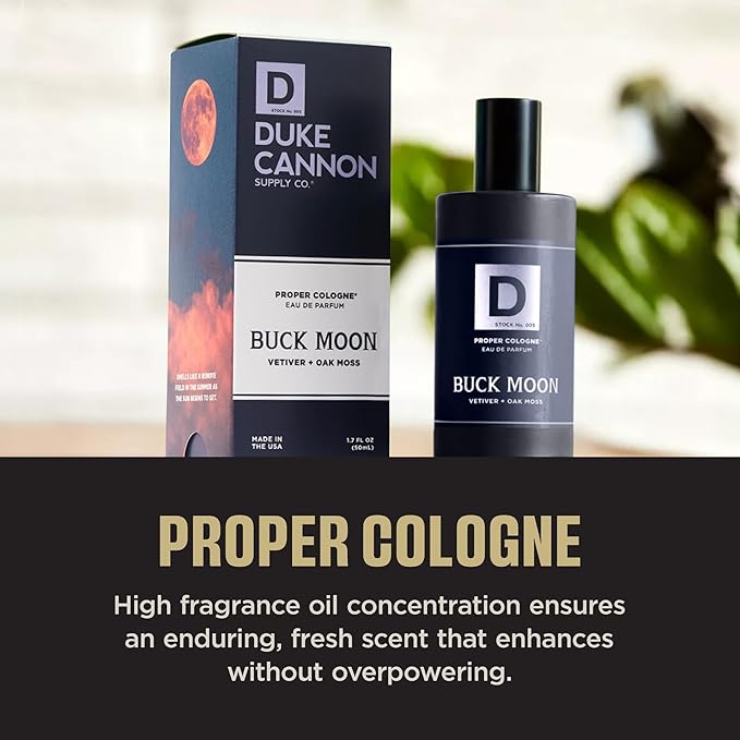 Duke Cannon Supply Co. Buck Moon & Sawtooth Men’s Cologne Duo Earthy Lime Vetiver and Fresh Alpine Cedarwood Long-Lasting Eau de Parfum Kit Rugged Outdoor Masculine Fragrances Set 1.7 Fl Oz.