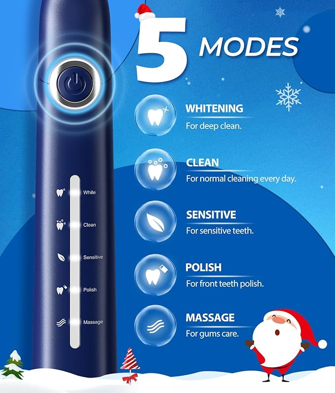 TEETHEORY Electric Toothbrush for Adults with 8 𝐁𝐫𝐮𝐬𝐡 𝐇𝐞𝐚𝐝𝐬, Sonic Electric Toothbrush with 40000 VPM Deep Clean 5 Modes, Rechargeable Toothbrushes Fast Charge 4 Hours Last 30 Days