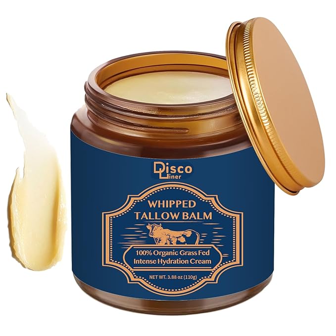 100% Grass Fed Whipped Beef Tallow Balm, Ultra Moisturizing Skin Cream for Face, Body Hands, Natural Skincare with Honey Coconut Oil Olive Oil and Avocado Oil for All Skin (1)