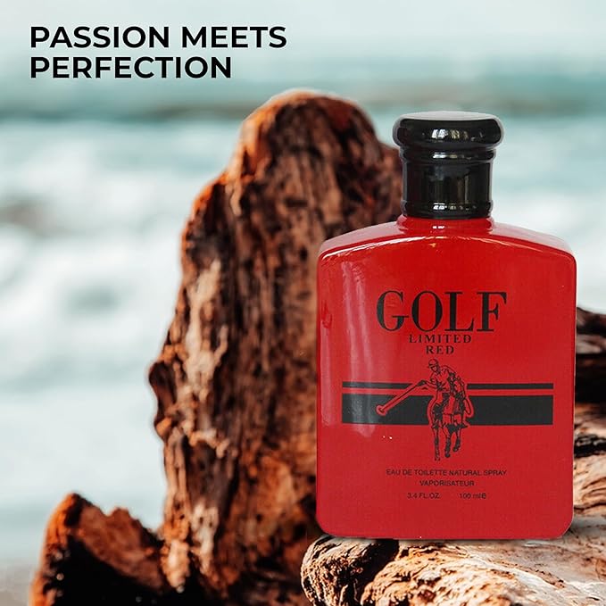 Golf Limited Red Cologne for Men/Eau de Parfum Natural Spray 3.4 Fl Oz Perfume for Men Suitable for All Skin Type Fragrance Daily Used
