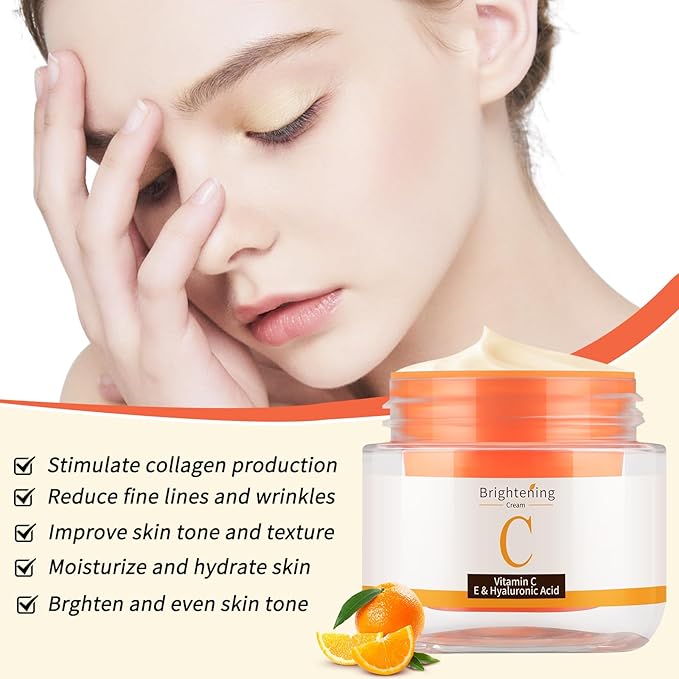 Vitamin C Face Cream, Vitamin Moisturizer C Creams with Hyaluronic Acid Squalane, V C Cream Face For Fine Lines & Tightening Skin Wrinkles, Antioxidant Firming Cream