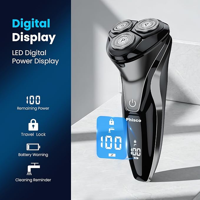 Electric Razor for Men with Pop-Up Trimmer, Rechargeable IPX7 Waterproof Electric Shaver, Fast Charging Shavers for Men, 120Mins Runtime, Gentle on Sensitive Skin
