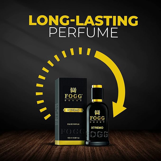 FOGG Scent Xtremo Eau de Parfum for Men | Fresh Spicy Perfume | Adventure Fragrance with Citrus, Leather & Musk | Long Lasting EDP Spray | 3.38 oz (100 ml) | Perfect for Daily Wear, Office & Party Use
