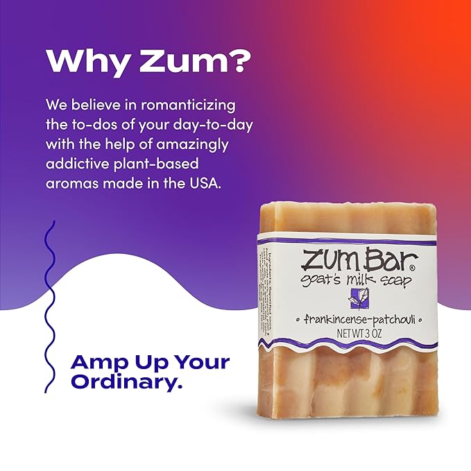 Indigo Wild Zum Goat's Milk Soap Bar - Bar Soap for Hands & Body Made with Essential Oils - 3 oz - Frankincense-Patchouli (3 Pack)