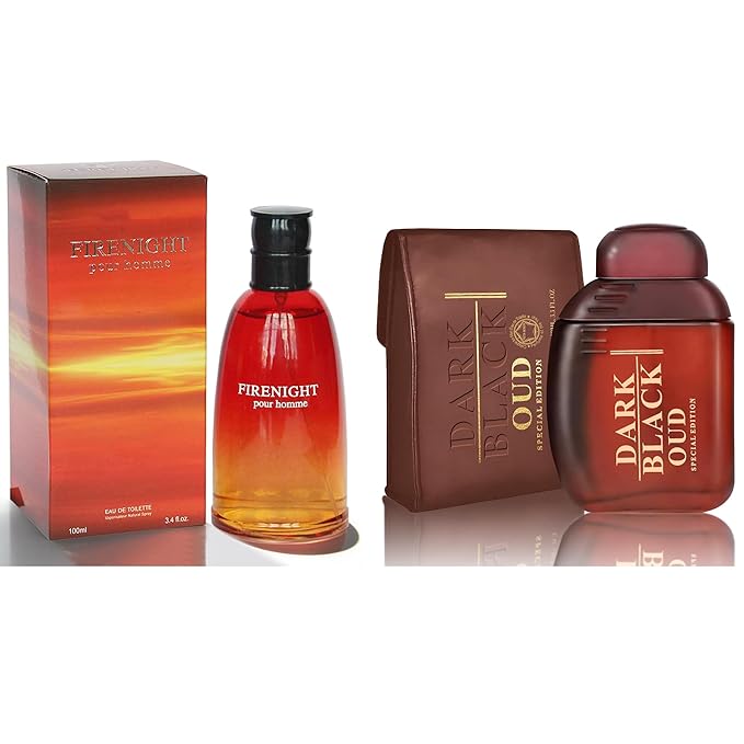 META-BOSEM Men's Perfume Gift Set, EDP, 2 Pack (3.4 oz / 100 mL each), OUD, Firenight, Oud & Warm Woods, for cool nights, Long-Lasting, Gift Ready