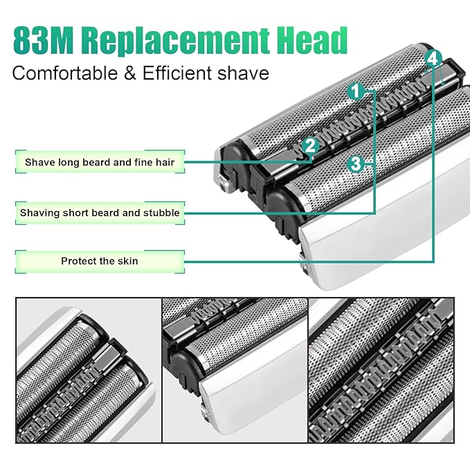 Series 8 83M Electric Shaver Head Replacement,Compatible with Braun S8 Replacement Head Electric Razor Blades Model 8370cc,8340s,8350s,8467,2 Pack