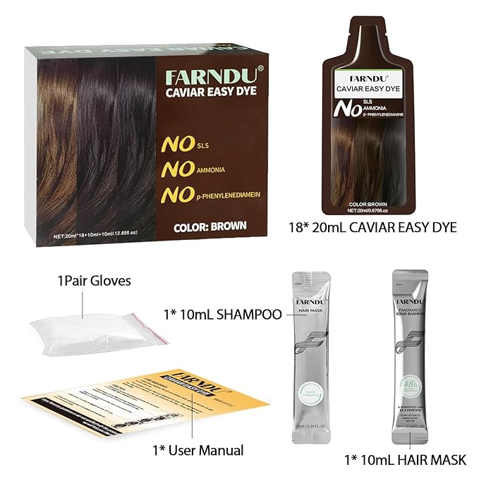 18 Pack Brown Hair Dye Shampoo Ammonia Free, PPD Free, Gray Hair Coverage Natural Brown Hair Dye for Women Men