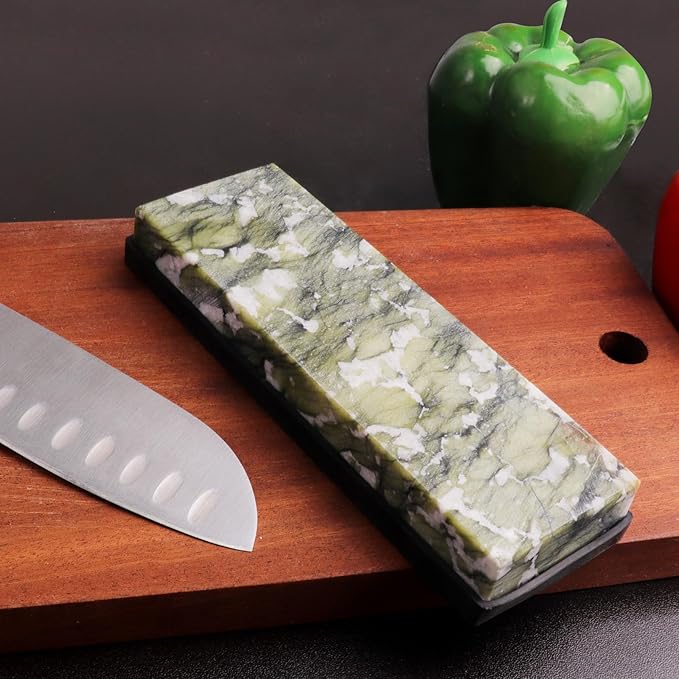 10000# Sharpening Stone,Ultra Fine Polishing Mirror Edge Stone with Non-slip Base Natural Green Whetstone for Knives Tools,Cutting Tools (5.9x1.97x0.79Inch)