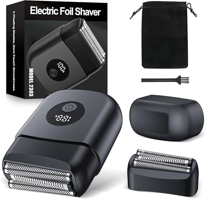 Electric Shavers for Men:Shavers for Men,3 Floating Blades,Extra 1 Shaving Head Gift,Dual Power Flexibility,IPX7 Waterproof,Rechargeable,Portable for Travel Wet/Dry,USB Type C