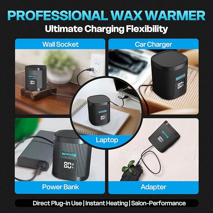 Nose Wax Kit for Eyebrow and Ear Hair | 100gWax, 50 Face Waxing Sticks | USB-C(5V/2A) Wax Warmer | Hair Removal Kit for Men & Women | 15 Pre/Post Wipes, Ear and Mustache Guards & Earplug
