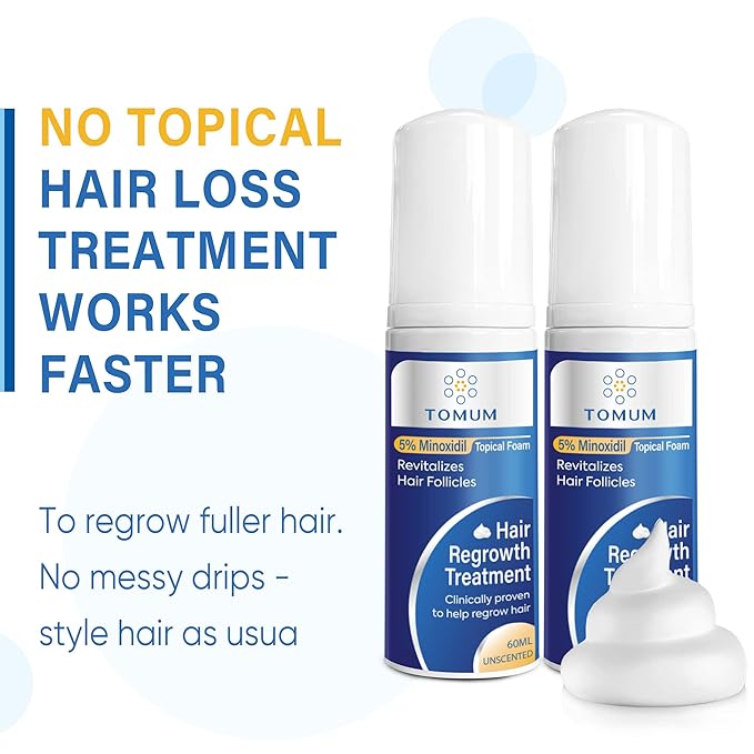 5% Minoxidil Foam for Men & Women Hair Regrowth, Fast-Absorbing Lightweight Minoxidil Treatment for Thinning Hair, Receding Hairline & Balding, Non-Greasy Unscented Hair Growth Foam