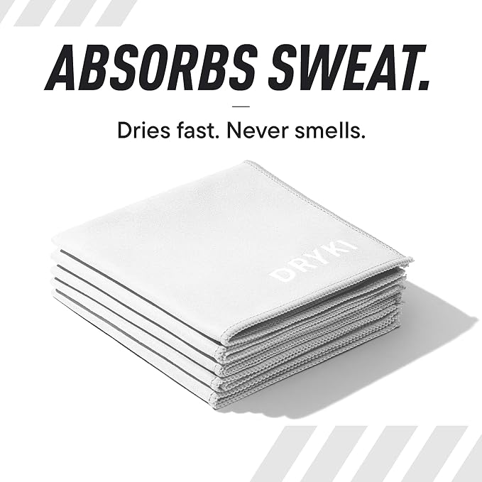 Pocket-Sized Sweat Towels - The Original Sweat Absorbing Handkerchiefs - Quick-Dry Microfiber Sweat Rags for Face, Hands, & Body - Men & Women - Gym, Sports, and Work (White: 5 Pack)