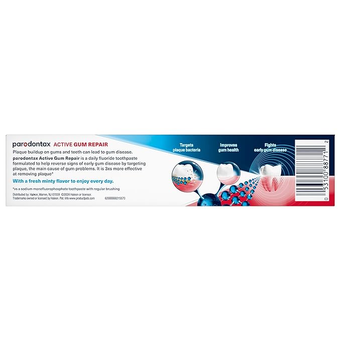 Parodontax Active Gum Repair Toothpaste, Toothpaste To Help Reverse Signs Of Early Disease For Health, Fresh Mint Flavored - 3.4 Oz x 3
