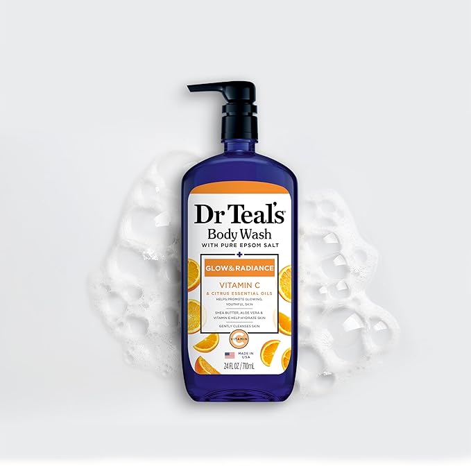 Dr Teal's Body Wash with Pure Epsom Salt, Daytime/Nighttime with Vitamin C & Sleep Blend, 24 fl oz (Pack of 2)