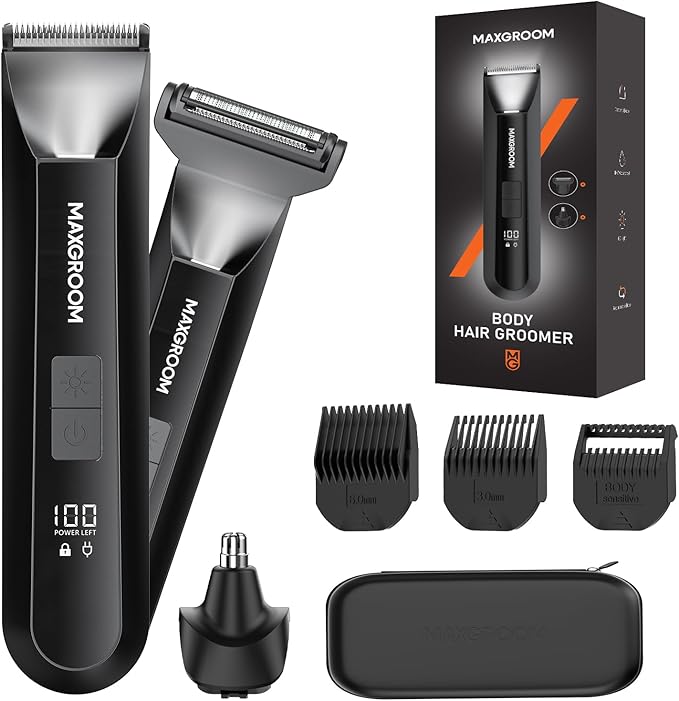MAXGROOM Body Hair Trimmer for Men with LED Light