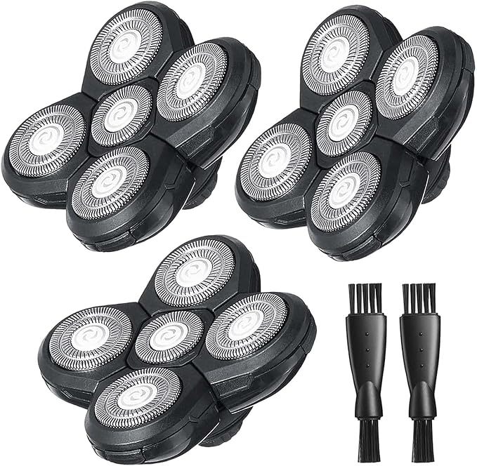 Groomi Replacement Blades Compatible with Baldie Pro Head Shaver, Head Shaver Replacement Heads, 3 Pack Razor Blades Refills Head Shavers for Bald Men, 2 Cleaning Brush