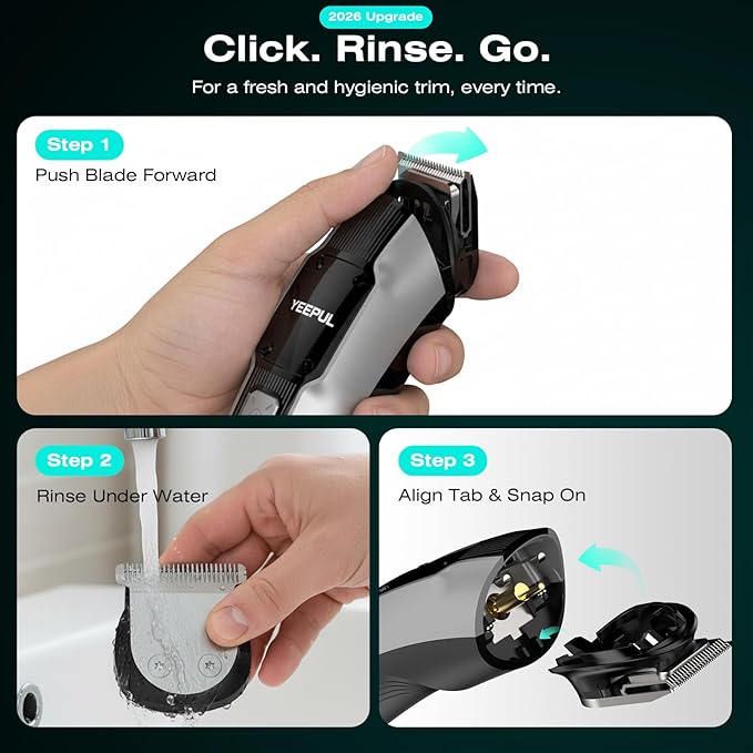 [2026 Upgrade] Beard Trimmer for Men, 12-in-1 Cordless Grooming Kit with Charging Dock, Professional Barber Hair Clippers, IPX7 Waterproof Body Groomer, Electric Razor for Nose/Ear/Mustache/Facial