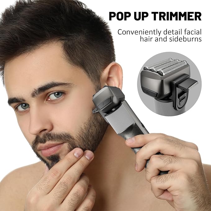 Foil Shavers for Men, Professional Travel Shavers, Electric Razors for Shaving Face, Waterproof Cordless Razor with Led Display, Rechargeable