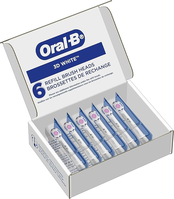 Oral-B 3D White Replacement Brush Heads for an Oral-B Electric Toothbrush, Pack of 6