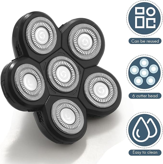 Head Shavers Replacement Blades, 6 Blades Head Shaver for Bald Men Replacement, Easy Install Electric Razor Shaver,Shaver Replacement Blades, Head Shavers for Bald Men, Shaver Head Replacemen(6 heads)