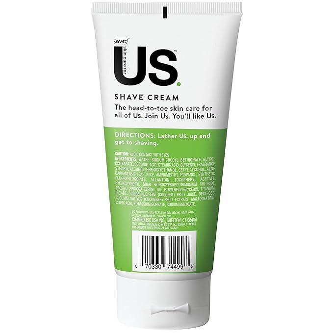 BIC US Shaving Cream For Men and Women, With Aloe, Vitamin E, and Argon Oil For a Smooth Shave, 1-Count