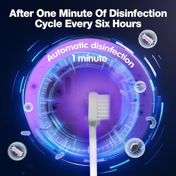Toothbrush Sanitizer - Wall Mounted Toothbrush Holder LED Smart Screen with Auto Inductive Open/Close Cover for Bathroom Wall-Mounted (Black)