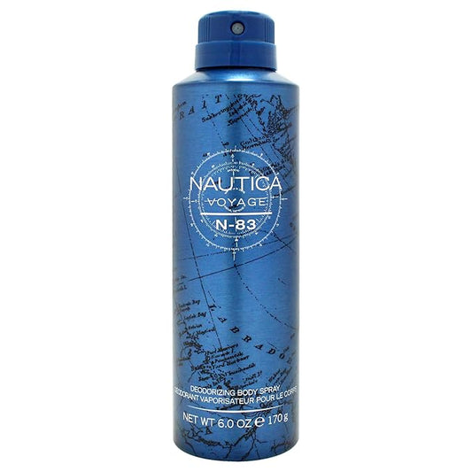Nautica Voyage N-83 Deo Body Spray 6 fl oz (Pack of 1), Notes of Spicy Mint, Cardamom, and Musk, Men's Fragrance, Long Lasting, Everyday Fragrance