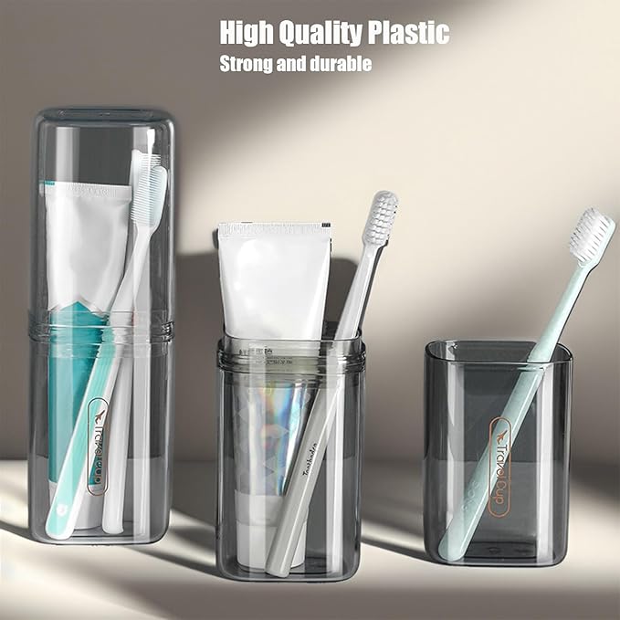 Toothbrush Cup Toothbrush Travel Case, Travel Toothbrush Holder Case with Cover Portable Multifunctional Toothbrush Cover, Suitable for Travel Business Camping Bathroom School or Daily Uses