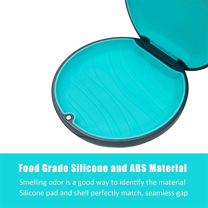 2PCS Retainer Case Compatible with Invisalign,Cute Slim Aligner Case,Customized Magnetic Closure Orthodontic Retainer Cases (2 Pack Black + Cyan Silicone)