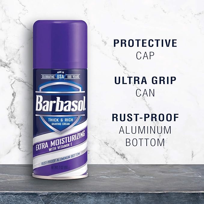 Barbasol Extra Moisturizing Thick and Rich Shaving Cream, 7 Ounce, Pack of 6