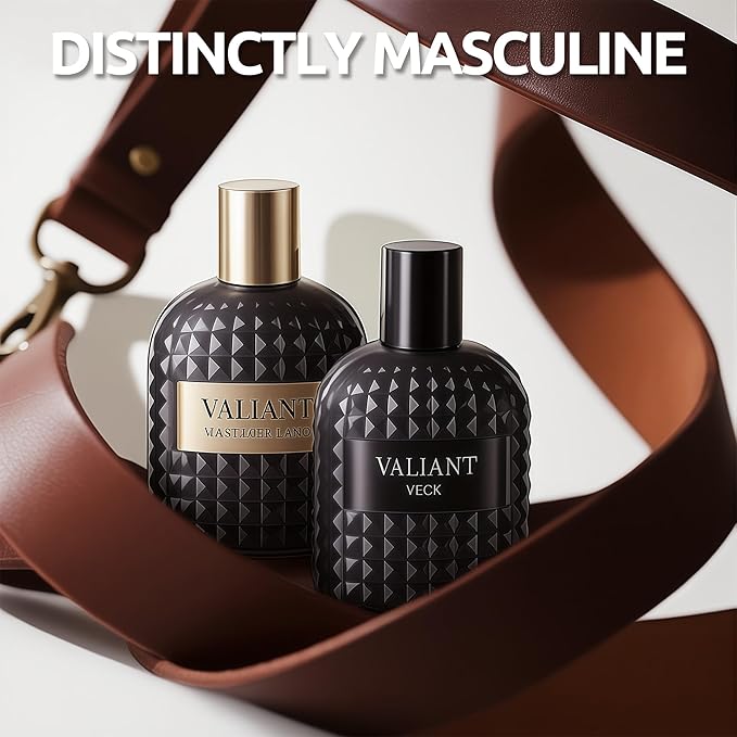 Valiant Men Cologne Set - 3.4Fl Oz*2PCS Eau de Parfum Spray & 2PCS After Shave Lotion | Long-Lasting Fresh Fragrance with Jasmine & Vanilla Bourbon, Cologne Gift Set for Men