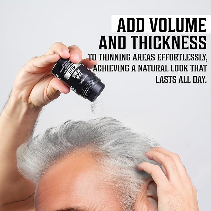 Viking Revolution White Hair Fibers for Thinning Hair Men - Thick Fiber for Bald Spot Cover Up - Hair Building Fibers with Kerating and Biotin - Hair Fiber for Men for Thicker and Fuller Look (0.52oz)