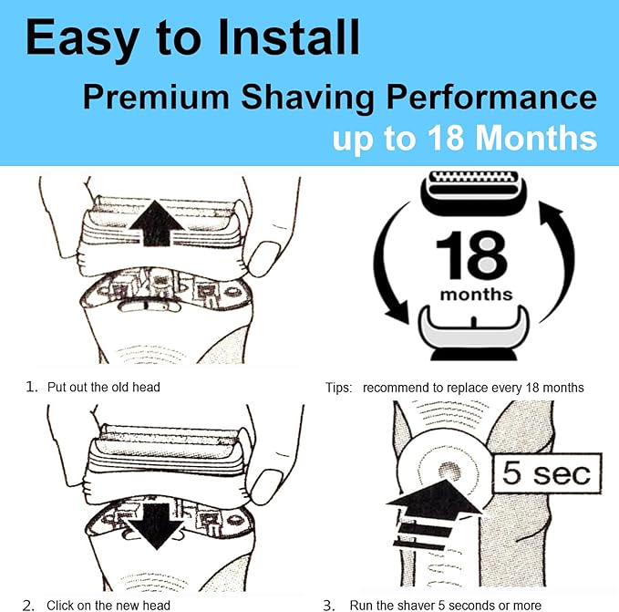 Series 3 32B Foil & Cutter Replacement Head for Braun Electric Shaver, Compatible with Models 3000s 3010s 3020s 3030s 3040s 3050cc 3070cc 3080s 3090cc 320 330 340 350cc Series 3 Foil Shaver (2 Count)