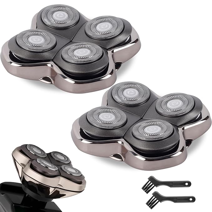 2 Pack Head Shaver Replacement Heads Compatible with Pitbulls Gold PRO,Silver PRO, Platinum PRO,Butterfly Kiss PRO - Hypoallergenic Stainless Steel Shaver Foil Replacement - 4D Floating Blade