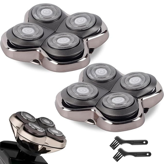 2 Pack Head Shaver Replacement Heads Compatible with Pitbulls Gold PRO,Silver PRO, Platinum PRO,Butterfly Kiss PRO - Hypoallergenic Stainless Steel Shaver Foil Replacement - 4D Floating Blade