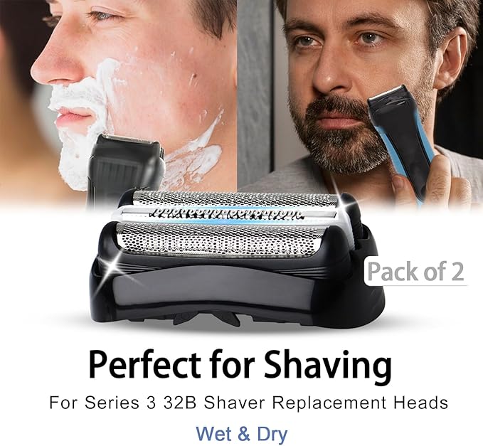 2Pcs S3 32B Replacement Head Compatible with Series 3 Electric Shaver 3040s 3080s-4 370cc 3070cc 3000s 3010, 3090cc models...