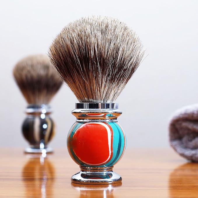 Professional Men's Shaving Brush Natural Pure Badger Hair Bristle Knot Barber Grade Daily Grooming Tool Gift for Husband Father Brother Boyfriend