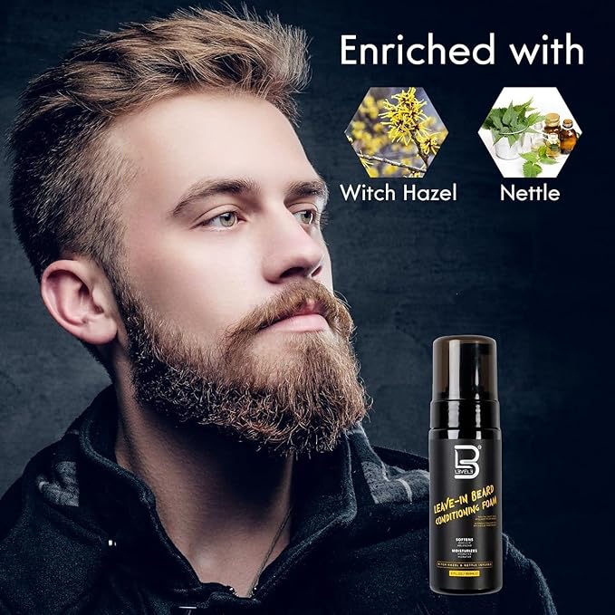L3 Level 3 Leave In Beard Conditioner Foam - Lightweight Beard Hydrator, Softens and Moisturizes Facial Hair for a Smooth, Healthy Beard
