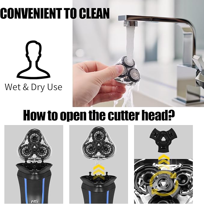 Universal Rotary Replacement Shaver Head,Compatible with Remington Shaver Series,for R3,R4,R5,R6,R7,R8,SP-3141 and SP-5161 Foils/Blades (Silver(1 Count))