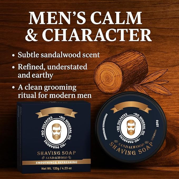 Shaving Soap for Men, Hydrating Shave Soap, Shave Bar for Soft, Smooth Skin, Sandalwood