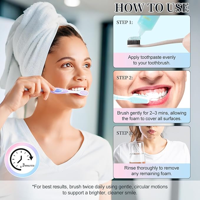 Niacinamide Whitening Toothpaste, Niacinamide Toothpaste Intensive Whitens Teeth, Stain Removal, Protects Tooth Enamel, Freshening Breath All Day with Natural Mint &Peach Flavor (2PCS)
