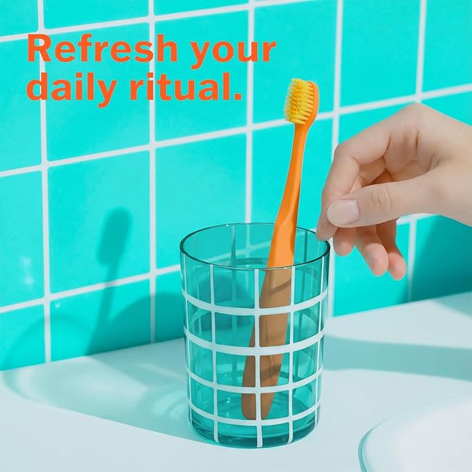 Max Extra-Soft Toothbrush for Adults Sensitive Gums – Gentle Bristles, Wide Angled Head for Back Teeth, Ergonomic Non-Slip Grip, BPA-Free Handle, Individually Wrapped,4-Pack (Sunset Orange)