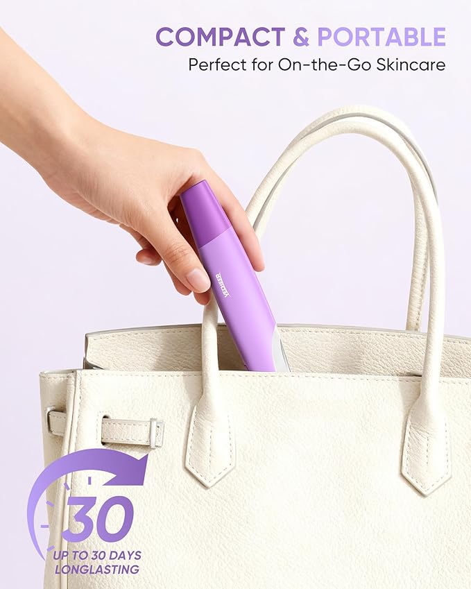 Dermaplane Razor for Women Face, Sonic Dermaplaning Tool for Smooth & Flawless Skin, Dead Skin & Peach Fuzz Gentle Remover, Electric Facial Hair Removal with LED Light&8 Refill Blades, Purple