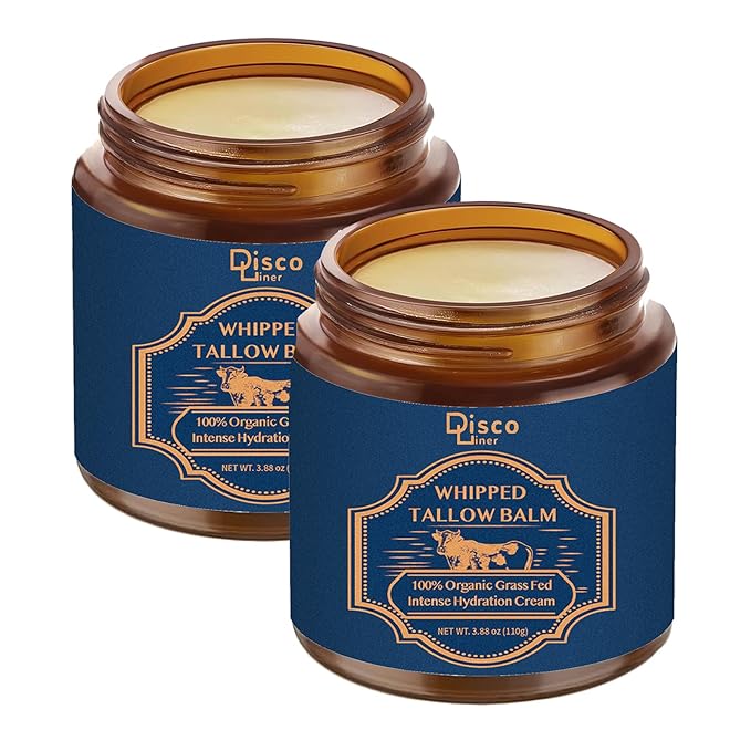 100% Grass Fed Whipped Beef Tallow Balm, Ultra Moisturizing Skin Cream for Face, Body Hands, Natural Skincare with Honey Coconut Oil Olive Oil and Avocado Oil for All Skin
