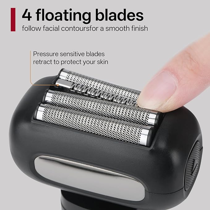 PRITECH Electric Foil Shaver for Men, Electric Razor for Men Face, Skin-Friendly Design, Wet & Dry Waterproof, Easy Clean, Rechargeable LED Display (Black)