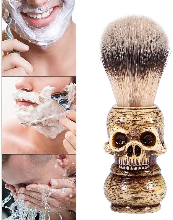 Shaving Brush, Hair Shave Brush, Skull Head Shape Mens Shaving Brush for Shaving Cream Foam or Soap