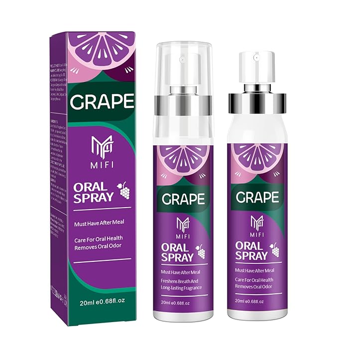 PEGO Oral Spray for Adult,Oral Freshness Spray,Fruit-Flavored,Sugar-Free,Dry Mouth Spray,Dry Mouth Relief,Removes Oral Odor,Fights Bad Breath,Oral Care Spray(Grape Flavor*2Pack)